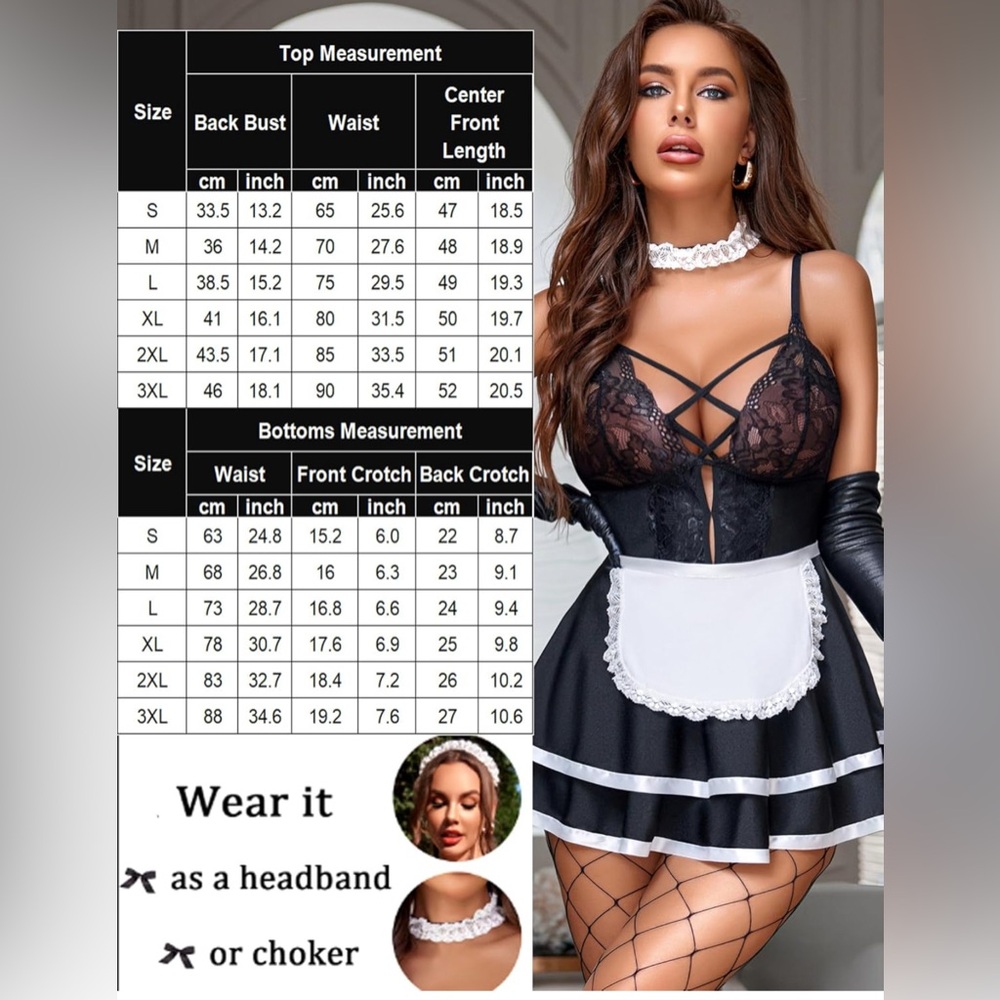 Elegant Black Lace French Maid Costume